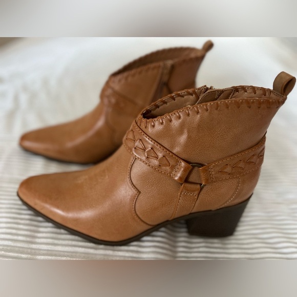 Frye and Co. Palma Stacked Heel Boots Booties Caramel Tan Western Women’s 11 - Picture 3 of 11